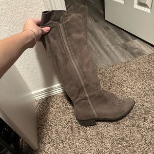 Gray suede boots